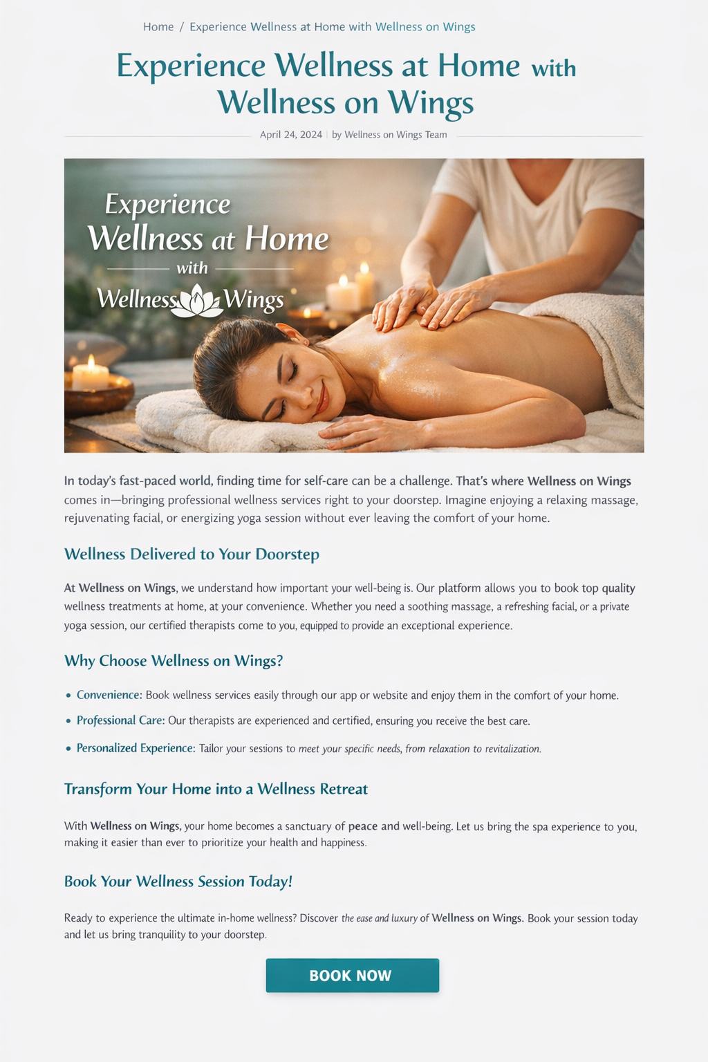 Experience Wellness at Home with Wellness on Wings